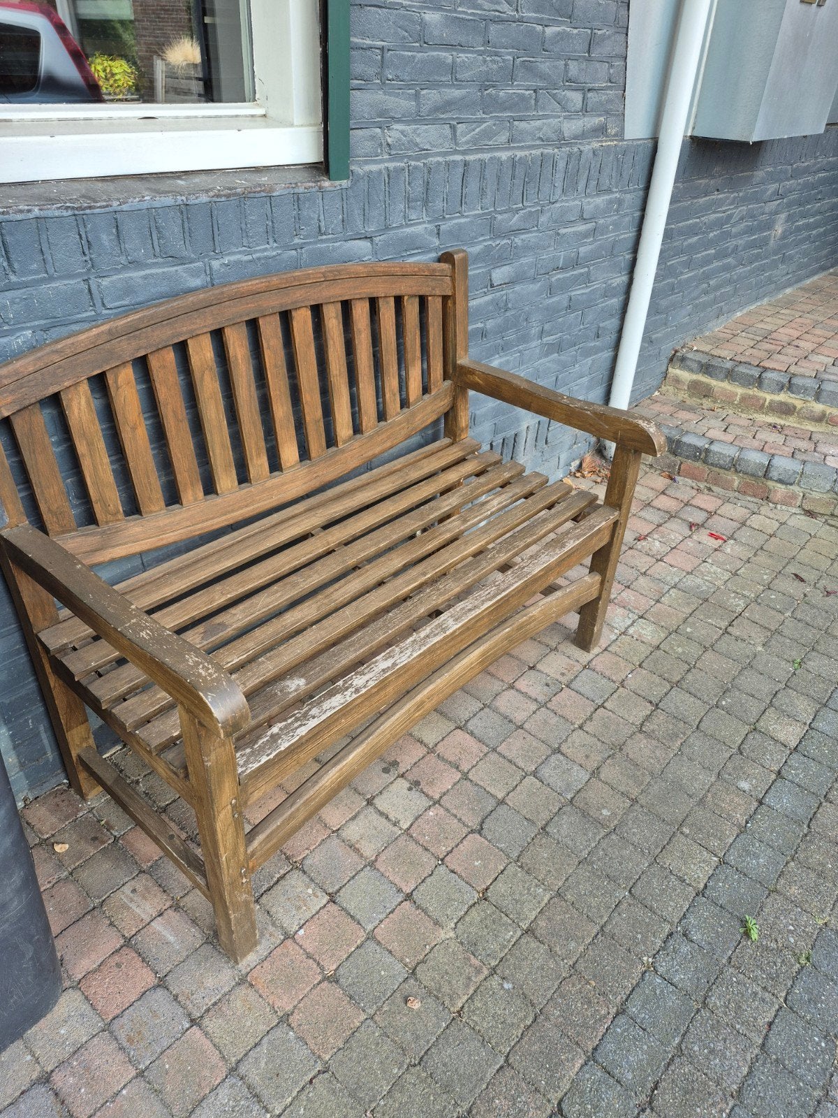 tuinbank 140mtr hardhout, Tuin en Terras, Ophalen, Gebruikt, Hout