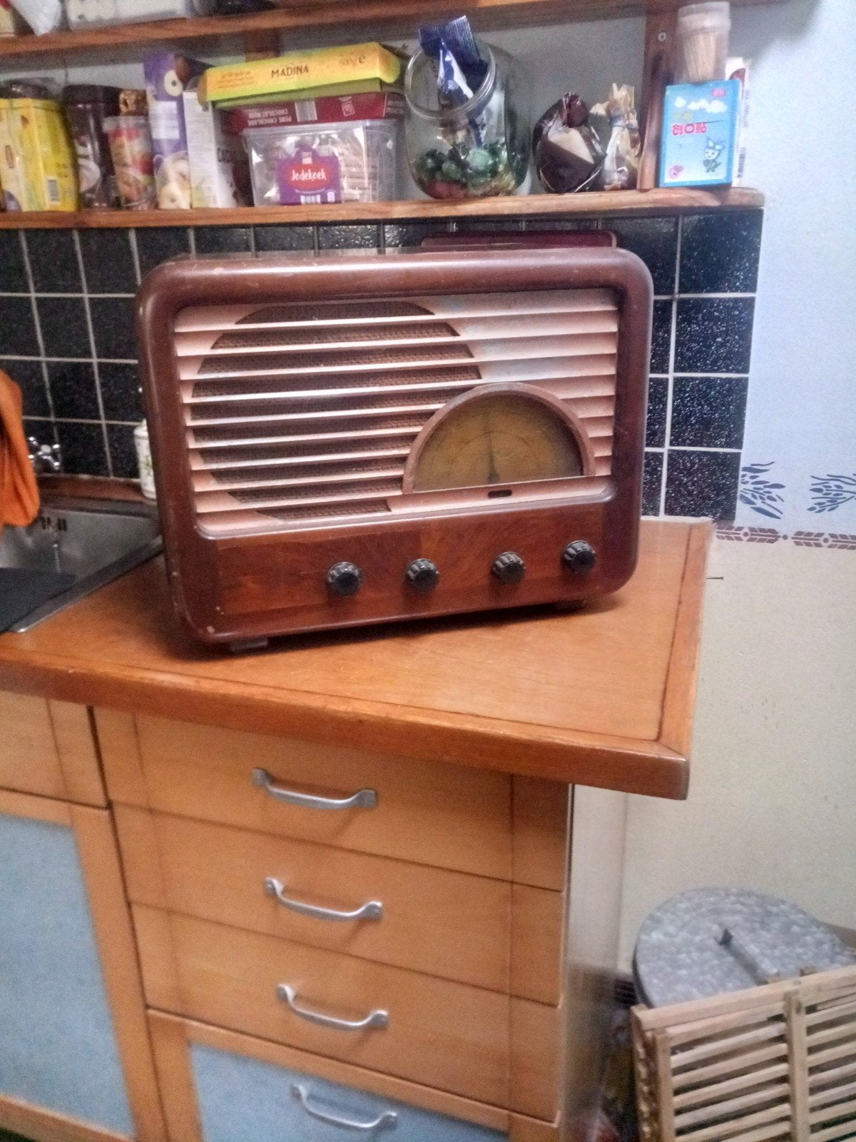 Vintage Sobell Receiver Type 516 Radio - Houten Kast, Ophalen of Verzenden, Gebruikt, Radio