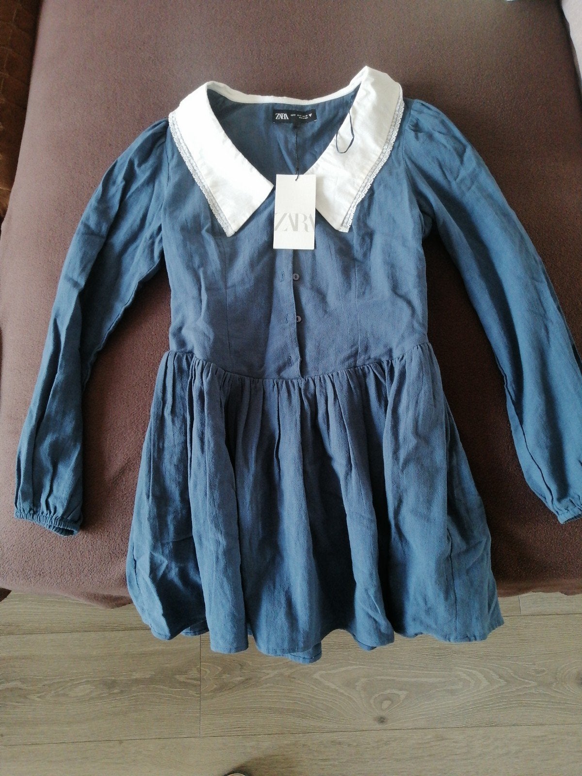 Zara jurk met witte kraag - Nieuw met kaartjes, Blauw, Zara, Nieuw, Ophalen of Verzenden