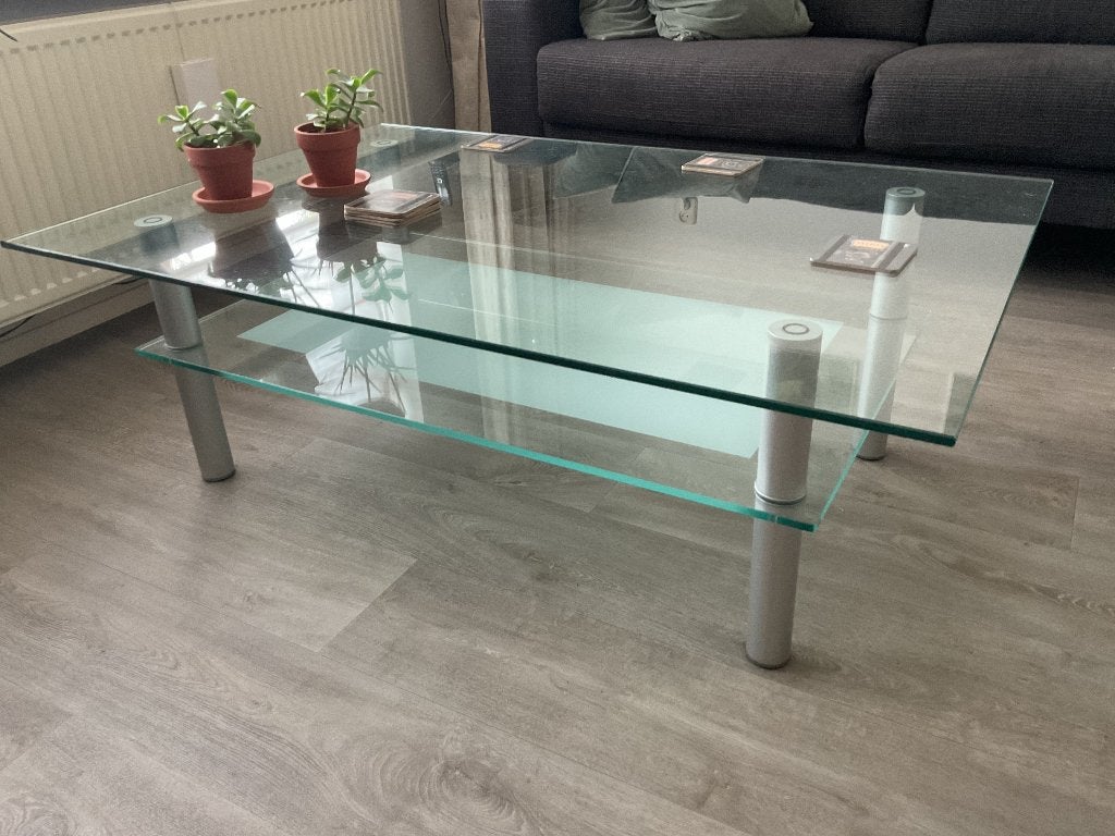 Glazen salontafel, Huis en Inrichting, Ophalen, 100 tot 150 cm, 50 tot 100 cm, Modern