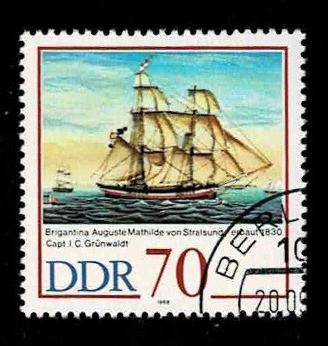 postzegel 2806 DDR zeilschip Auguste Mathilde 1830, Ophalen of Verzenden, DDR, Gestempeld