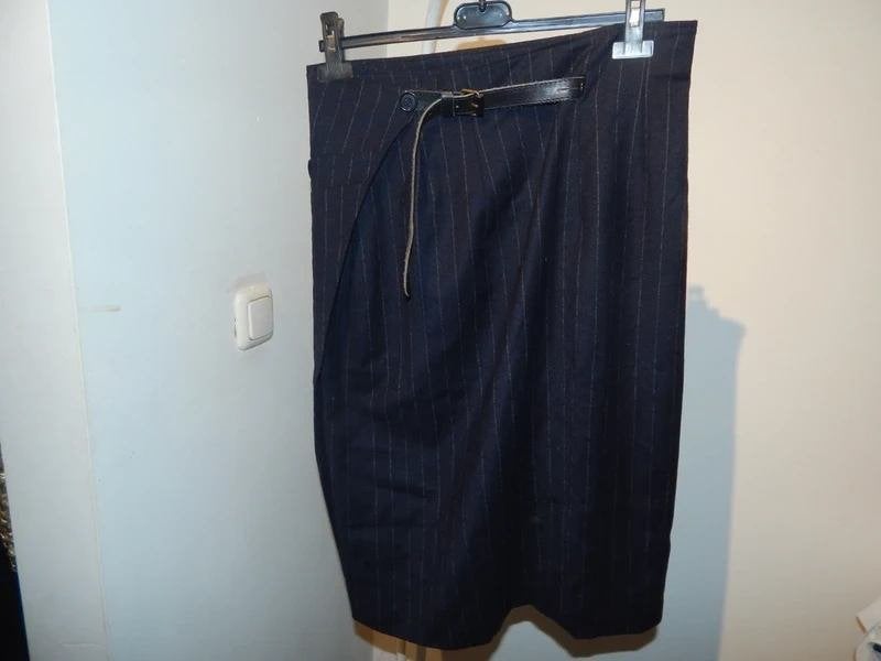 Pauw Amsterdam wikkel rok leren riemen blauw wol 2/M, Maat 38/40 (M), Pauw, Zo goed als nieuw, Onder de knie