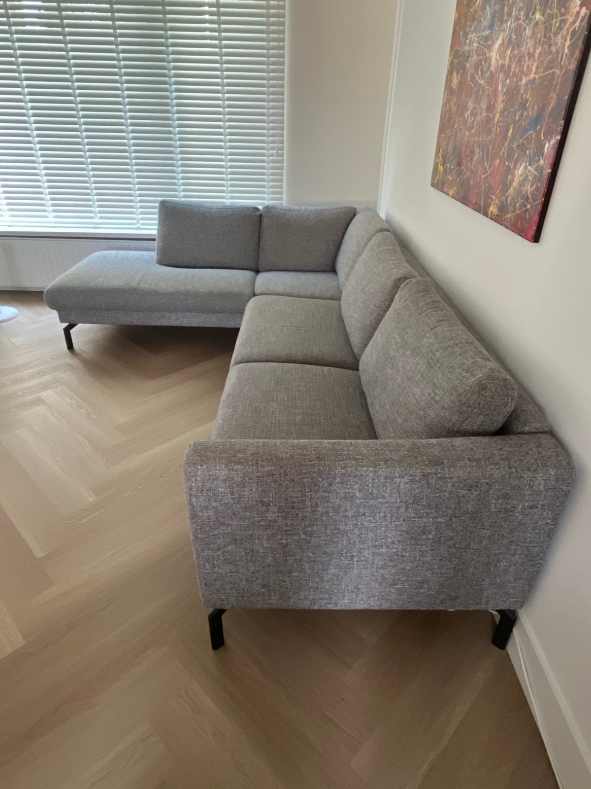 Moderne Hoekbank - Grijs Stof, Ophalen, 250 tot 300 cm, 100 tot 125 cm, Hoekbank