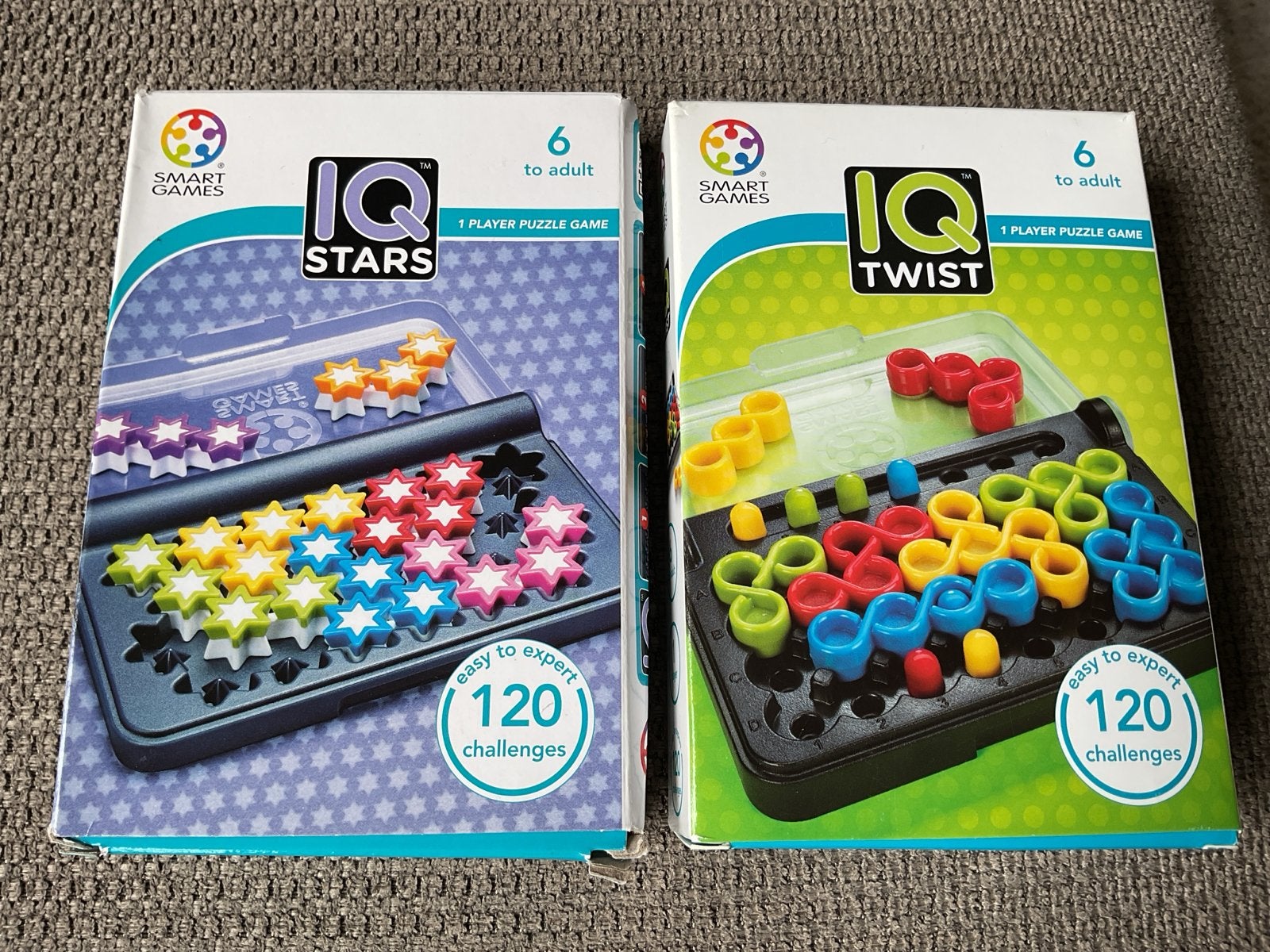 SmartGames IQ Stars & IQ Twist - 2 logische puzzelspellen, Een of twee spelers, Ophalen of Verzenden, Zo goed als nieuw
