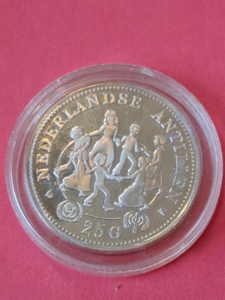 1979 Nederlandse Antillen 25 gulden zilver proof, schaars, Verzenden, Midden-Amerika, Losse munt, Zilver