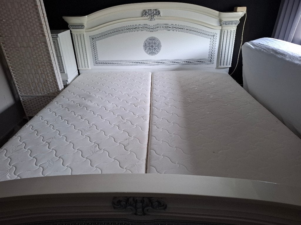 2 pers bed.met 2 electr.bodems, Ophalen, Wit, Overige typen, Overige materialen