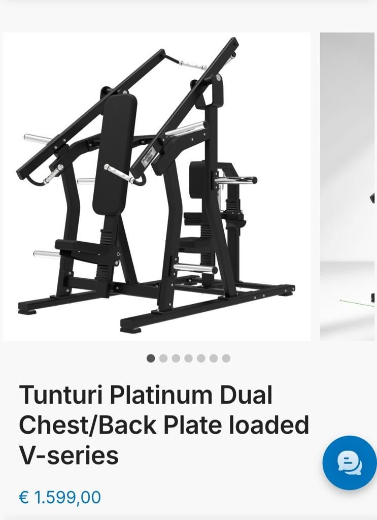 Plate loaded incline Chest Press & Pulldown machine Tunturi, Sport en Fitness, Ophalen, Zo goed als nieuw, Rug, Overige typen