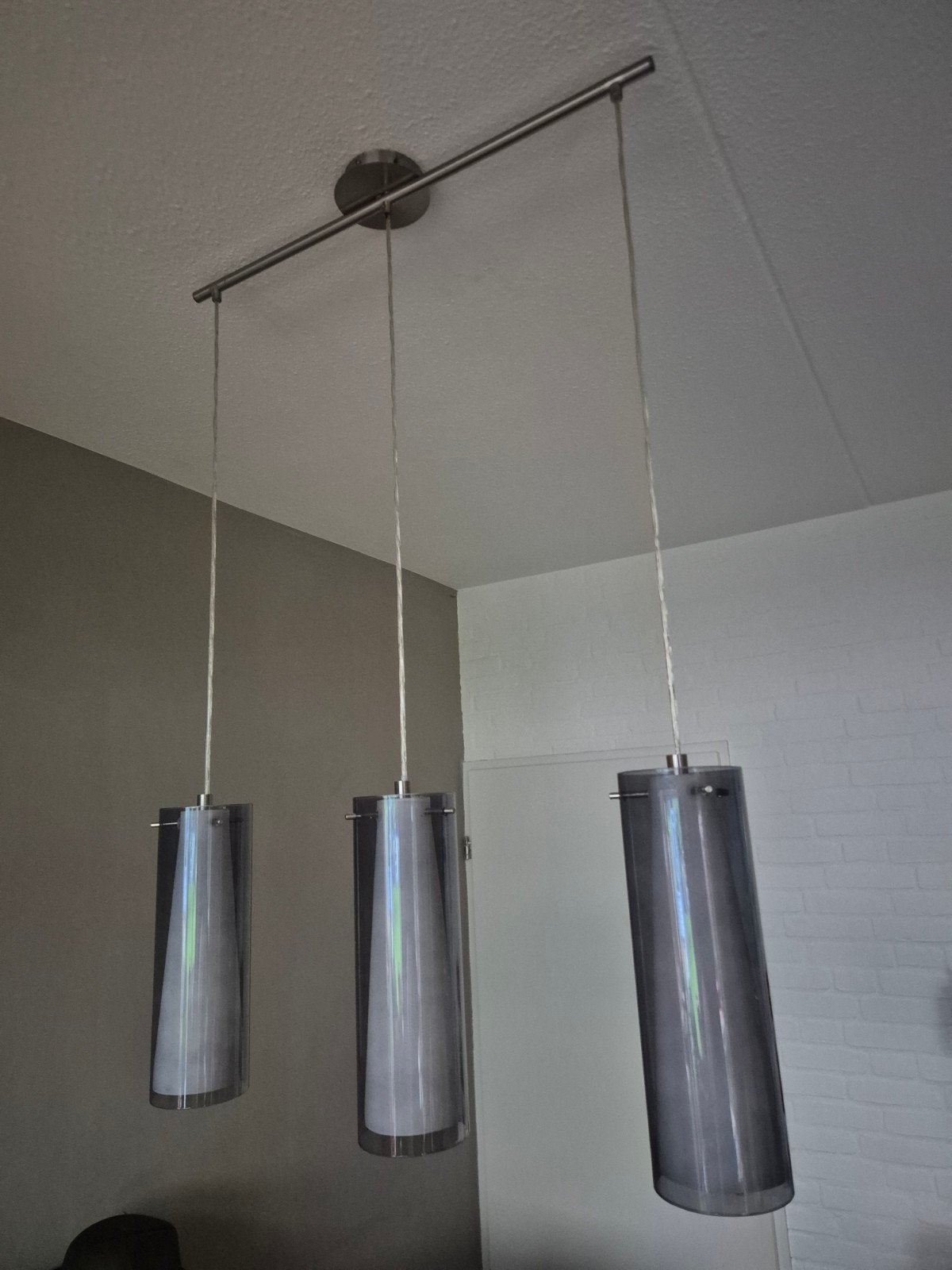 3 lichts hanglamp glas, Huis en Inrichting, Ophalen, Glas