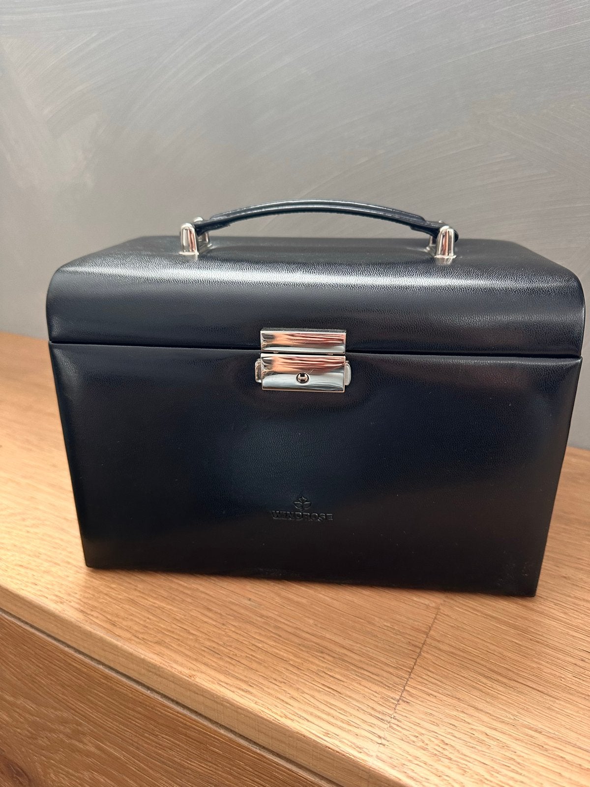 Windrose sieradendoos met spiegel en lade, zwart, Zwart, Ophalen of Verzenden, Hardcase, Zo goed als nieuw