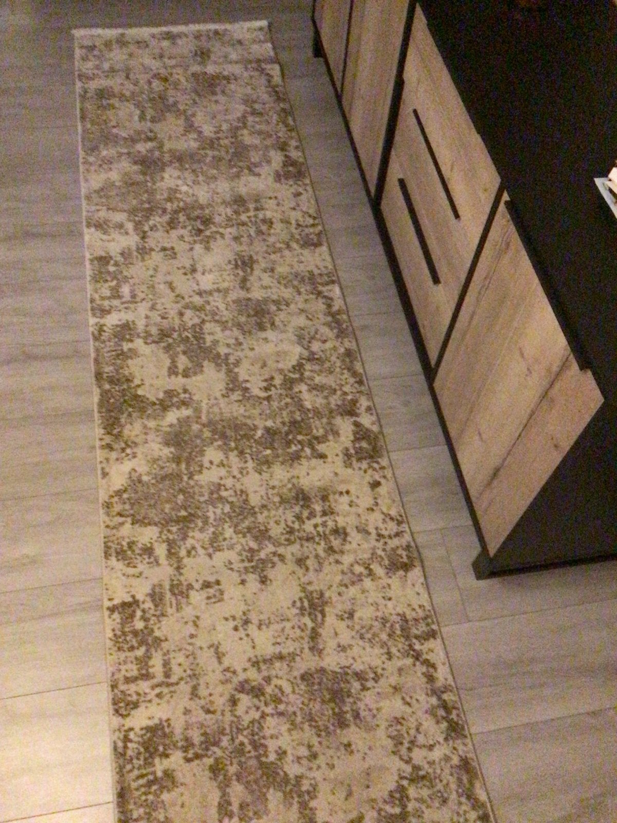Lange vloerloper met abstract patroon, Minder dan 50 cm, Gebruikt, Beige, 200 cm of meer