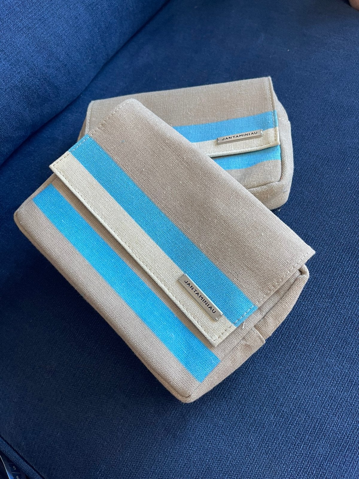 2 Jan Taminiau toilettasje.KLM.Limited edition.Beigewitblauw, Verzamelen, Luchtvaart en Vliegtuigspotten, Ophalen of Verzenden