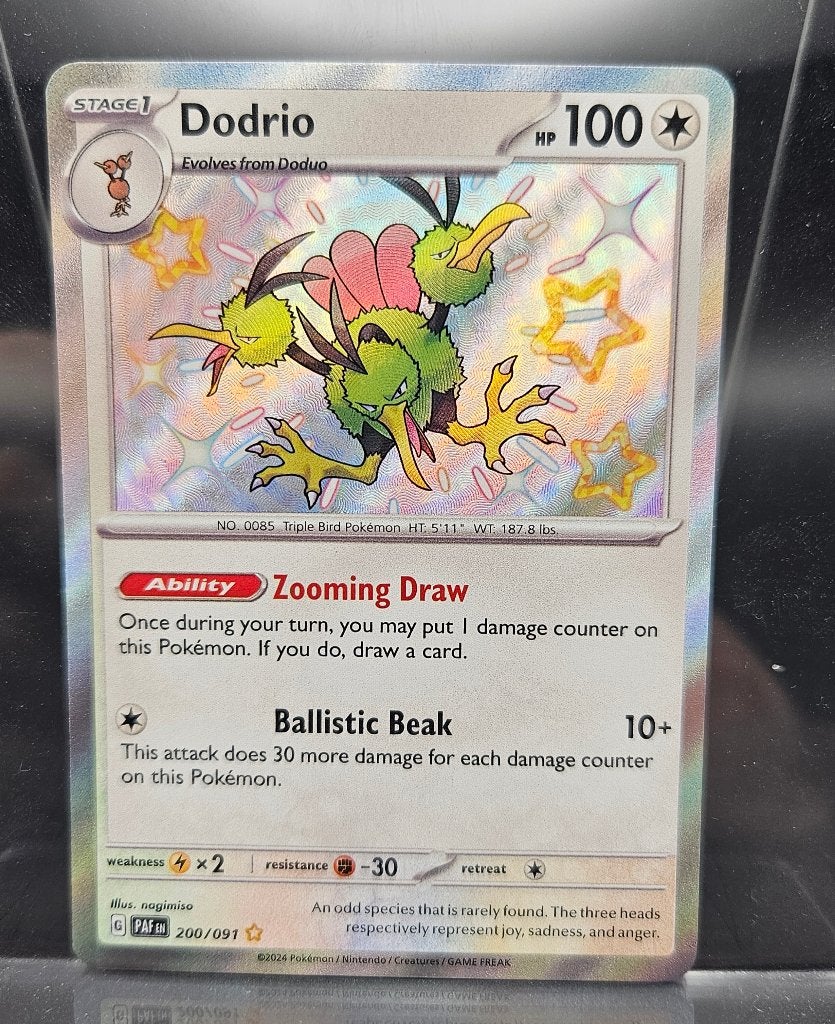 Dodrio shiny rare paldean fates pokemon kaart, Ophalen of Verzenden, Zo goed als nieuw, Losse kaart, Foil