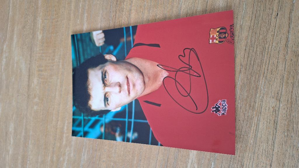 Foto 20x25 cm met handtekening; Laurent Blanc # Barcelona, Ophalen of Verzenden, Nieuw, Buitenlandse clubs, Overige typen
