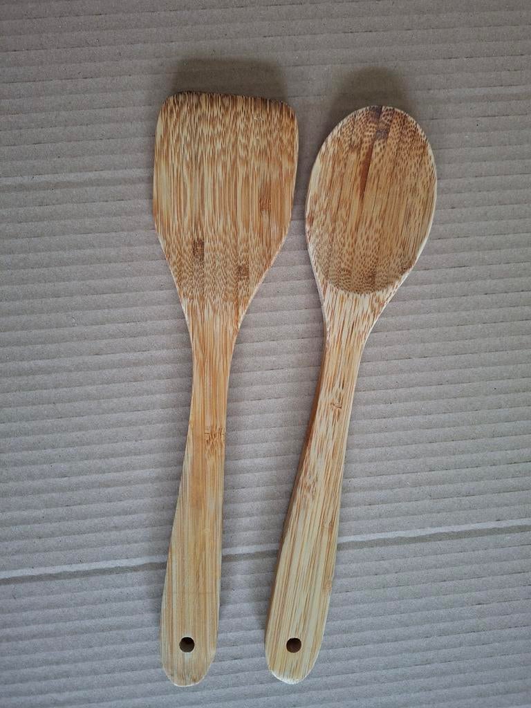 Houten spatel en lepel set - Bamboe keukengerei, Hout, Ophalen of Verzenden, Overige typen, Gebruikt