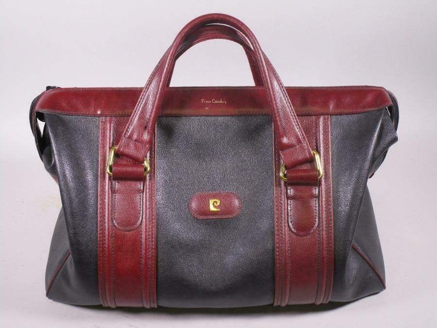 2x Pierre Cardin lederen reistassen zwart/bordeaux ca50 x 30, 40 tot 60 cm, 30 cm of meer, Minder dan 35 cm, Ophalen of Verzenden