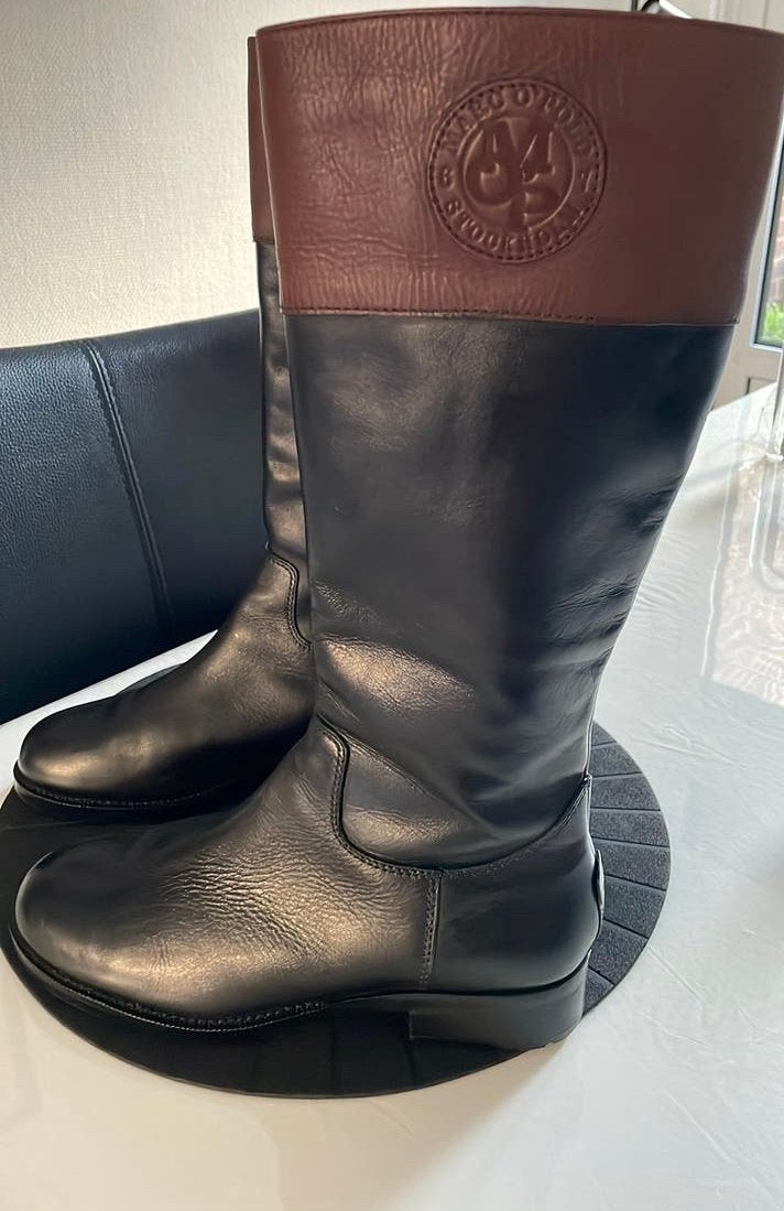 Dames Laarzen zwart met donker bruin, Ophalen, Zo goed als nieuw, Zwart, Hoge laarzen