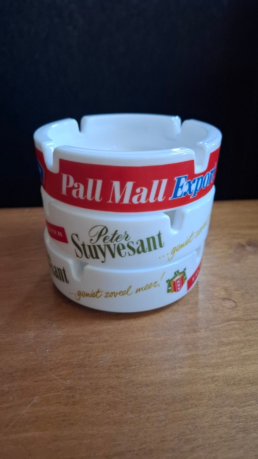 3x vintage retro Pall Mall Export Peter Stuyvesant asbakken, Ophalen of Verzenden, Zo goed als nieuw, Gebruiksvoorwerp