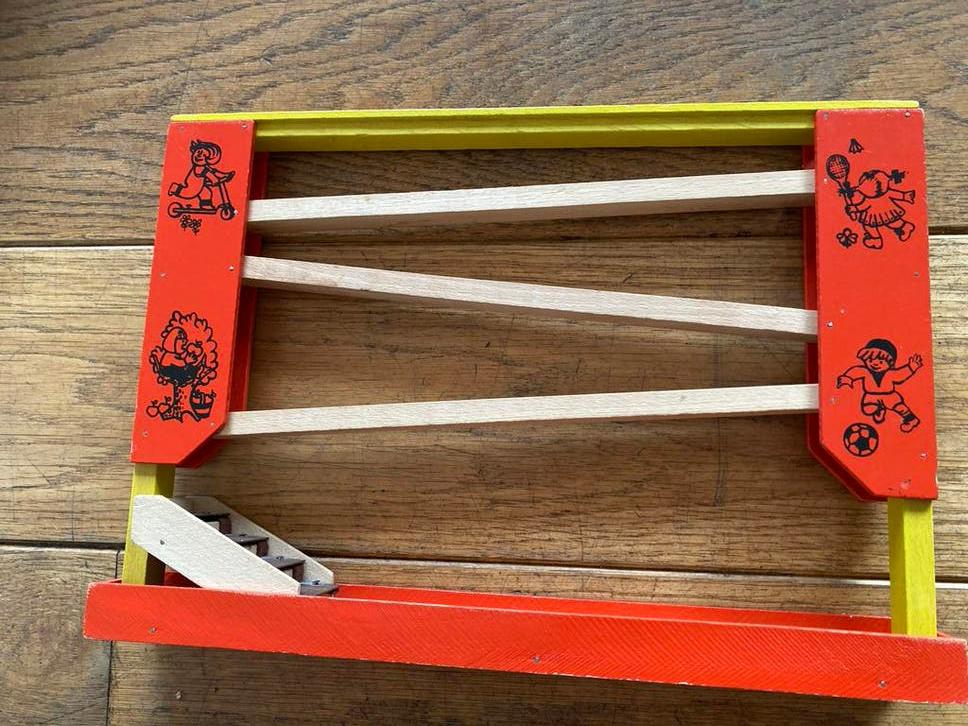 Vintage Houten Knikkerbaan - Kleurrijk en Educatief, Ophalen of Verzenden, Gebruikt, Jongen of Meisje