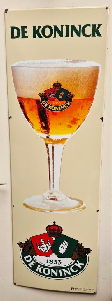 Emaille reclamebord De Koninck bier, Verzamelen, Biermerken, Ophalen, Zo goed als nieuw, Reclamebord, Plaat of Schild, De Koninck