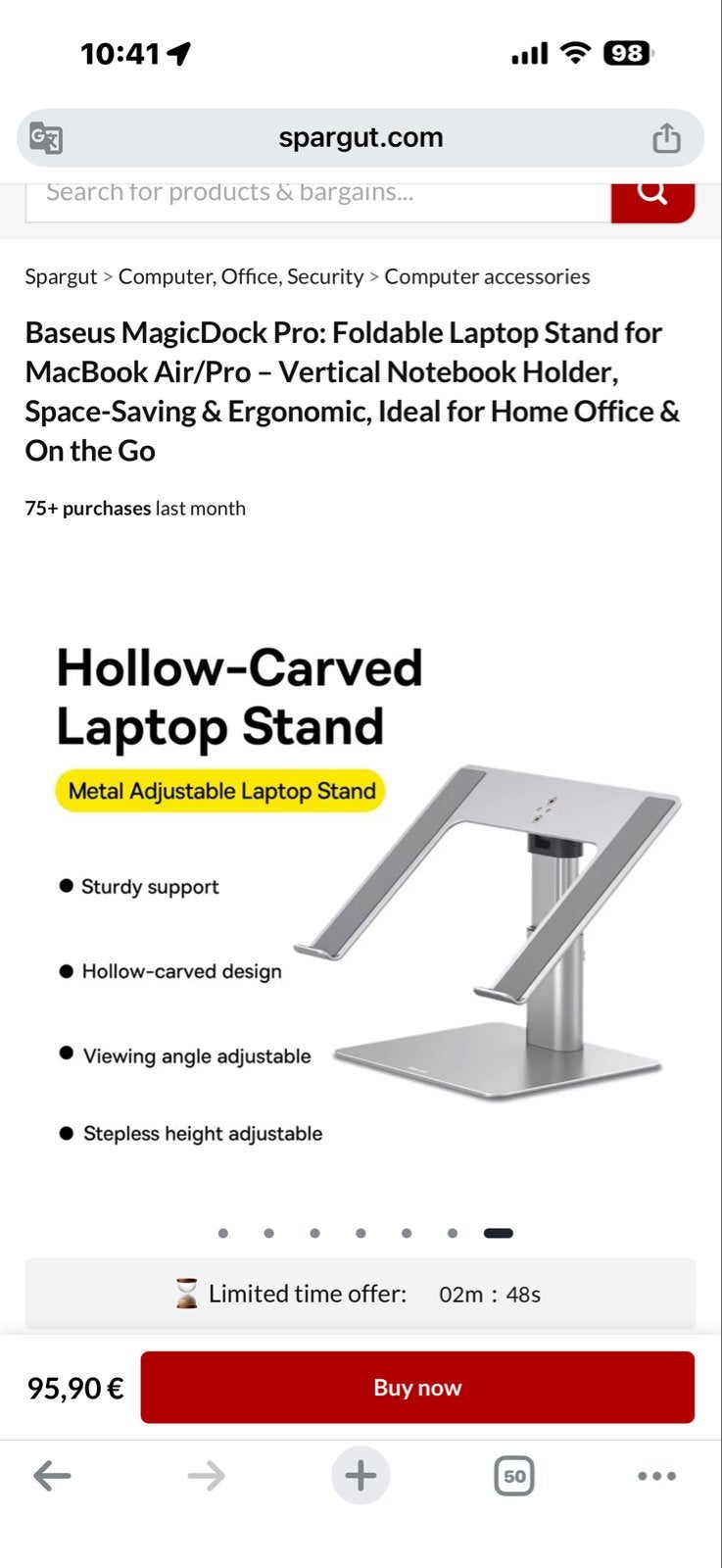 Baseus MagicDock Pro Opvouwbare Laptopstandaard, Computers en Software, Ophalen of Verzenden, Zo goed als nieuw, In hoogte verstelbaar