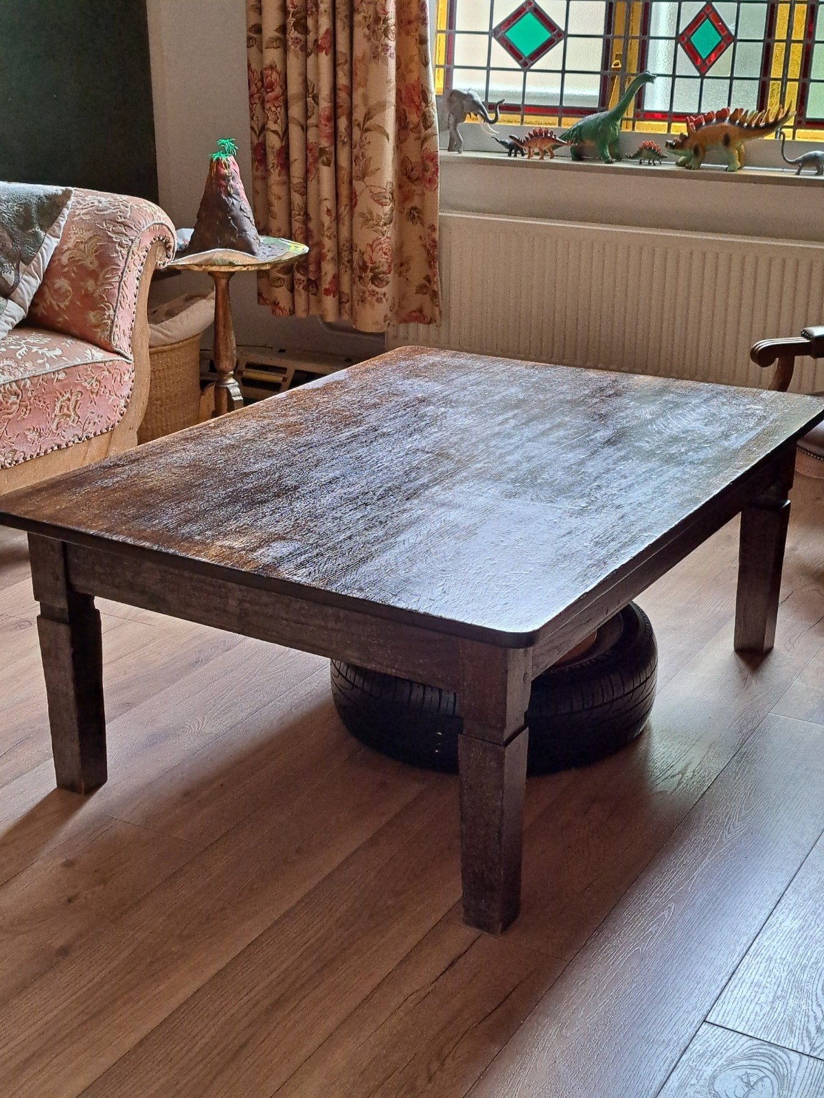 Antieke houten salontafel met lade, Antiek en Kunst, Ophalen