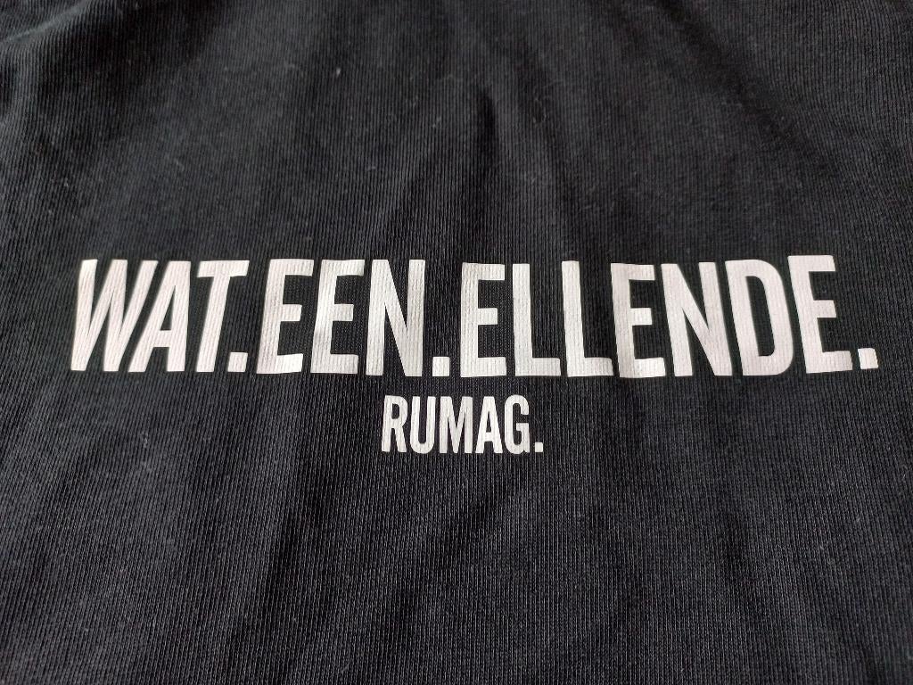 Zwarte RUMAG hoodie Wat een ellende!, Maat 52/54 (L), Zwart, Ophalen of Verzenden, Zo goed als nieuw
