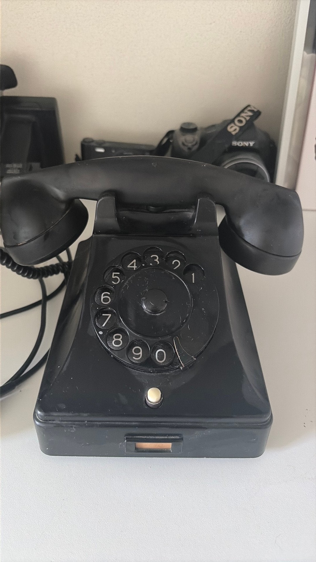 Vintage PTT Telefoon met Draaischijf - Zwart Bakeliet, Ophalen of Verzenden, Gebruikt, Bakeliet