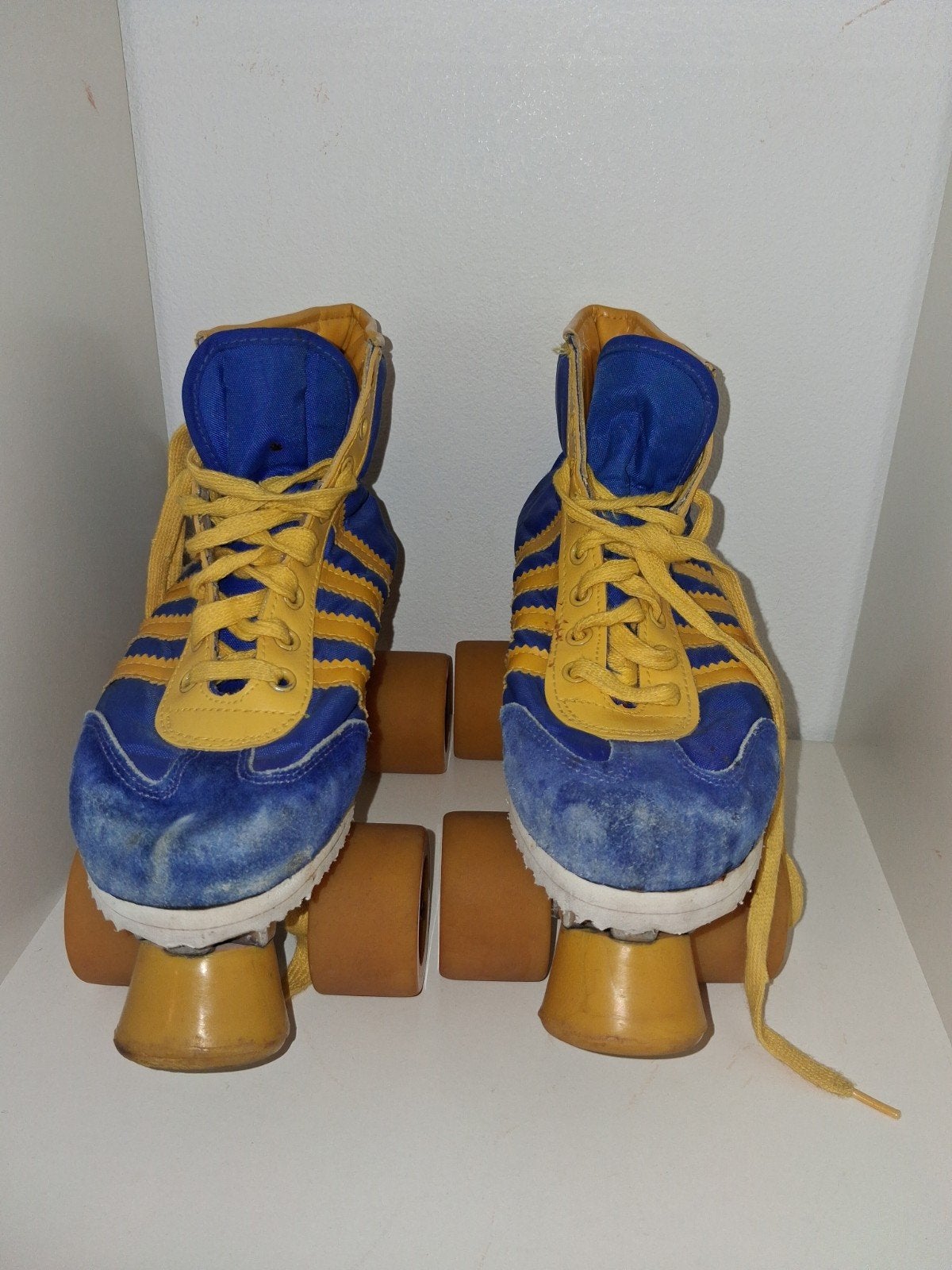 Vintage rolschaatsen - Blauw/Geel - Maat 38, Gebruikt, Verzenden, Dames, Onbekend
