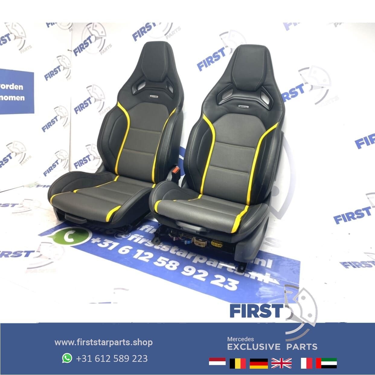 W177 A45 A45S AMG Recaro KUIP STOELEN SET GEEL W118 CLA45 CL, Gebruikt, -, Ophalen of Verzenden, -