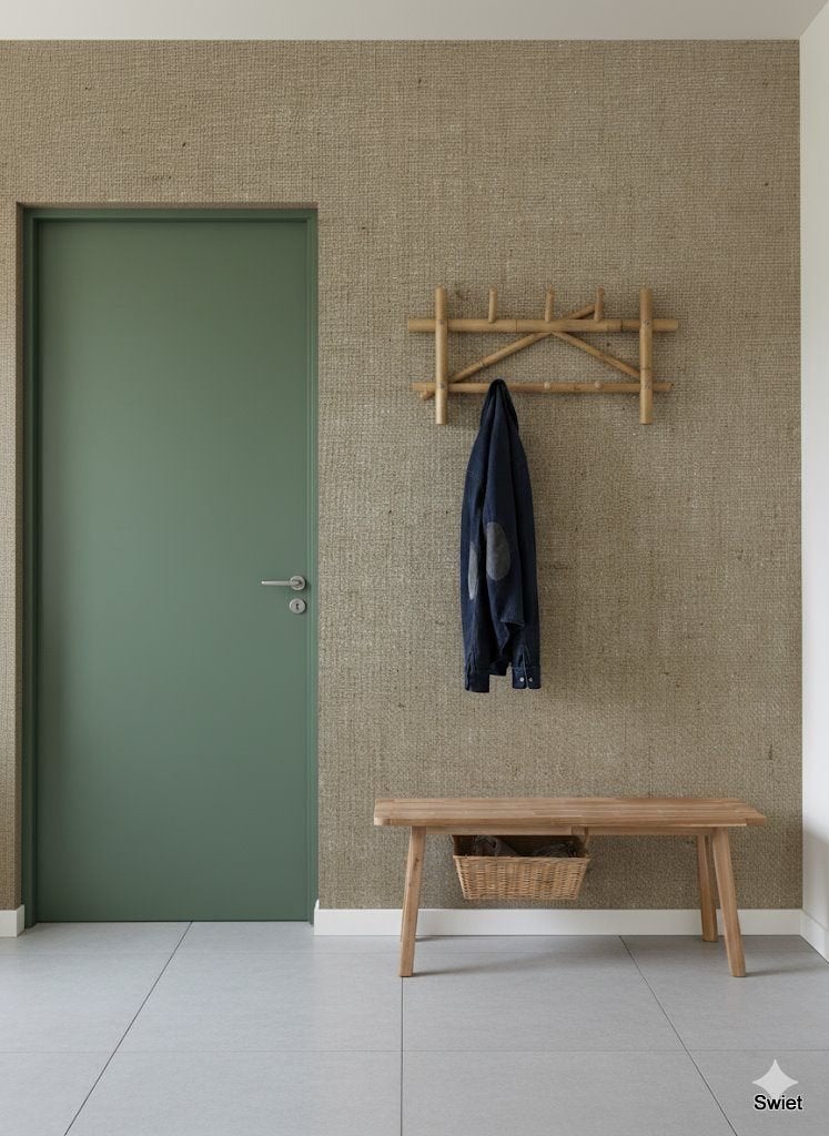 14184 Jute vintage behang burlap naturel duurzaam swiet, Ophalen of Verzenden, Beige
