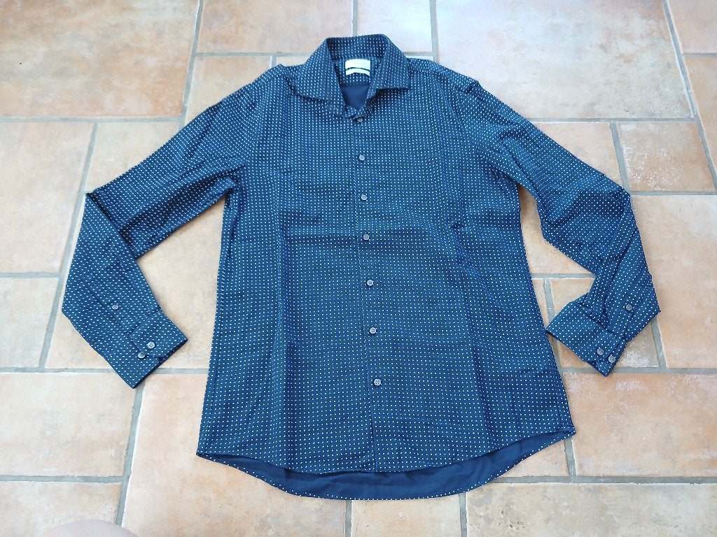 Calvin Klein fitted overhemd maat 40, Calvin Klein, Blauw, Zo goed als nieuw, Halswijdte 39/40 (M)