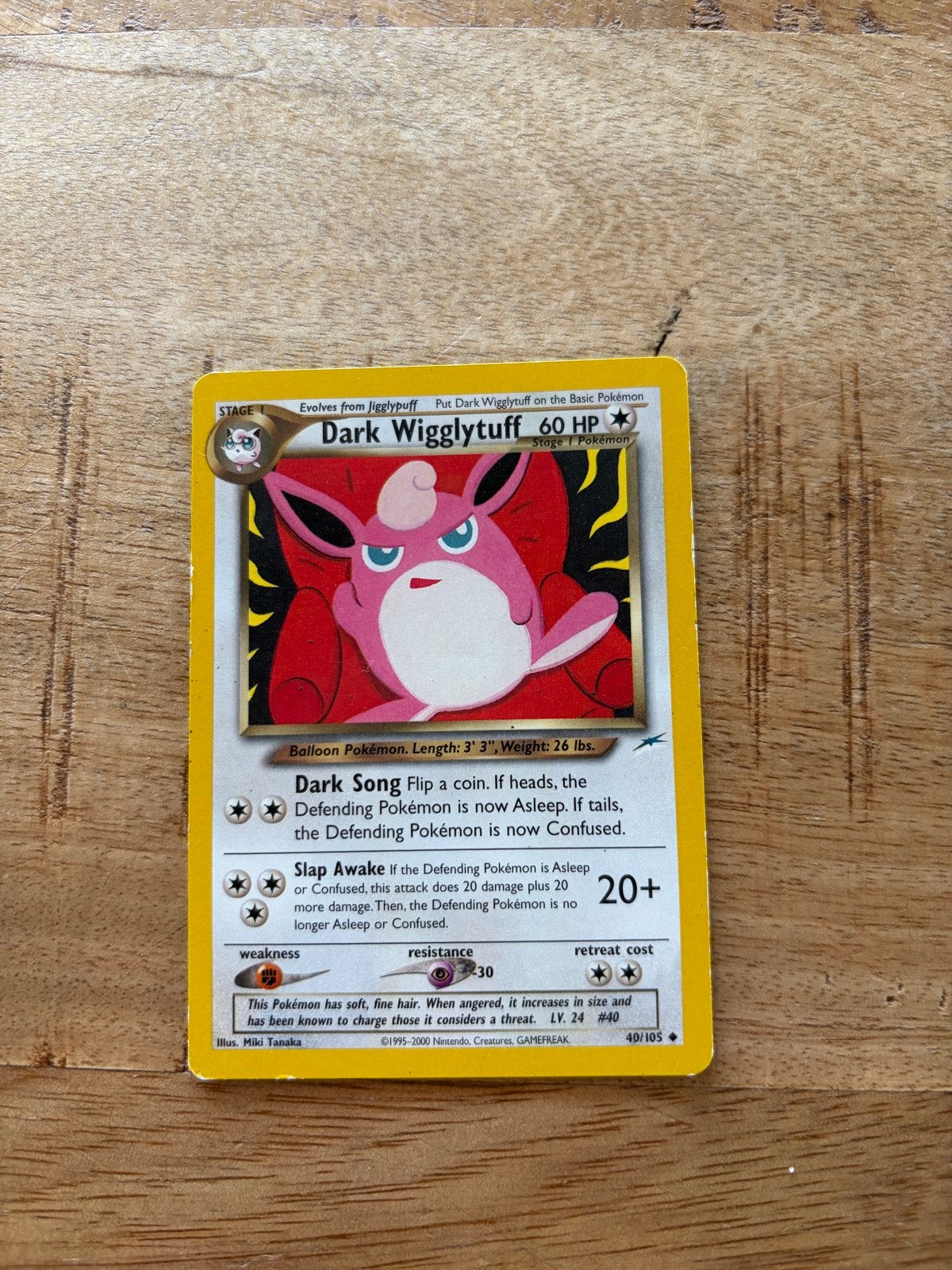 Pokemon Dark Wigglytuff 40/105 Neo Destiny Kaart, Ophalen of Verzenden, Gebruikt, Losse kaart