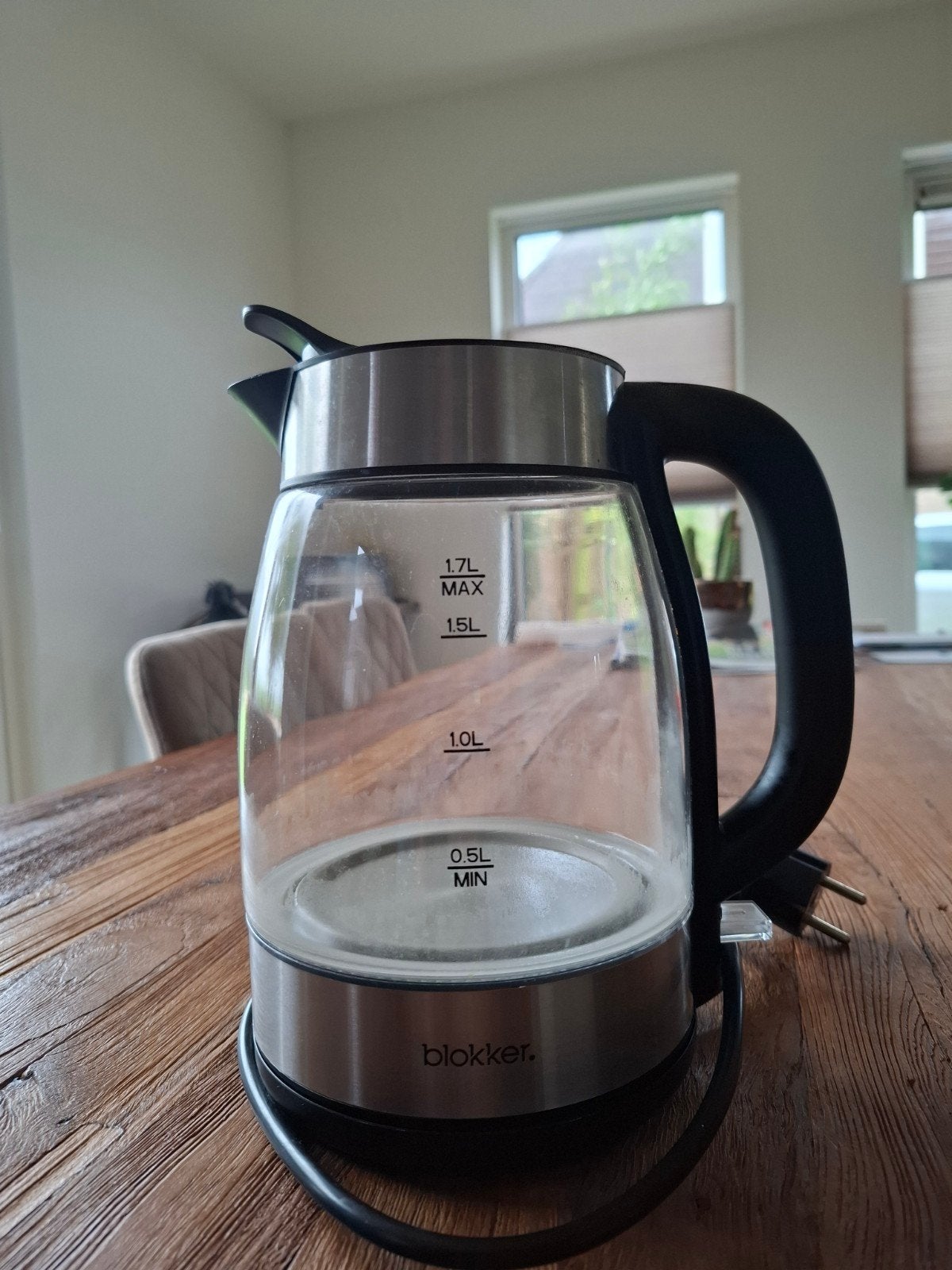Blokker waterkoker - Glas en RVS - 1.7L, 1 tot 2 liter, Ophalen, Gebruikt, Rvs
