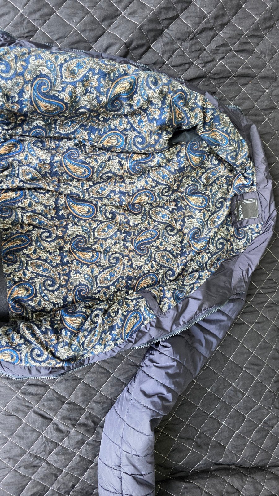 Tom Tailor Puffer Jas Donkerblauw met Paisley Voering, Kleding | Heren, Jassen | Winter, Maat 52/54 (L), Blauw, Tom Tailor, Ophalen of Verzenden