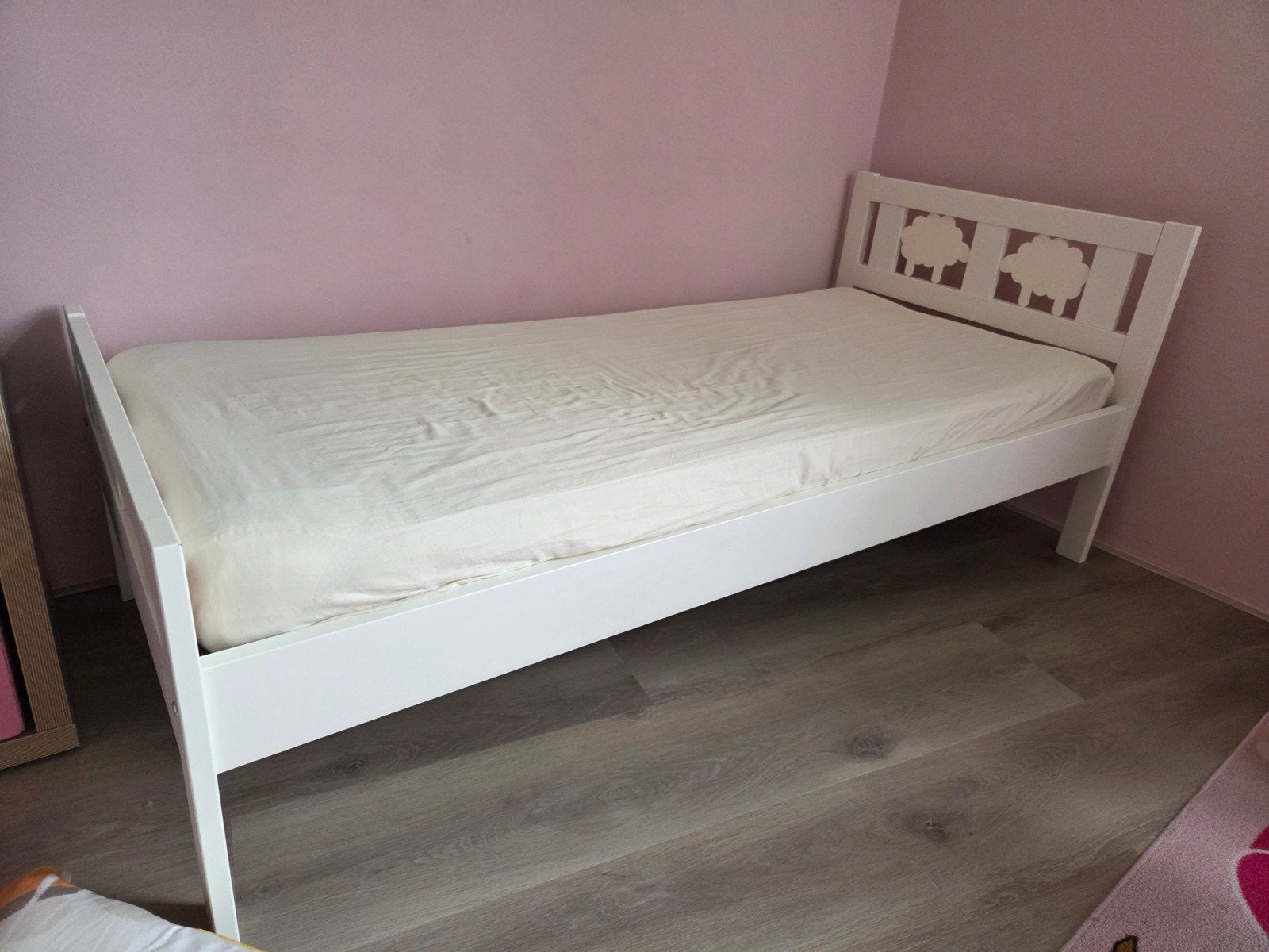 IKEA peuterbed met lattenbodem, matras, dekbed, valhek, Gebruikt, 70 tot 85 cm, 160 tot 180 cm, Ophalen