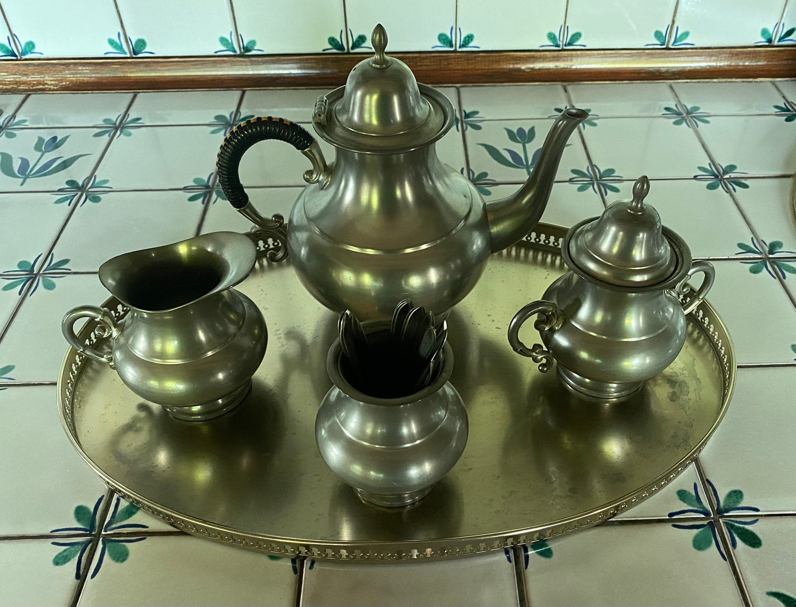 Vintage C&K tinnen theeservies zgan, Ophalen