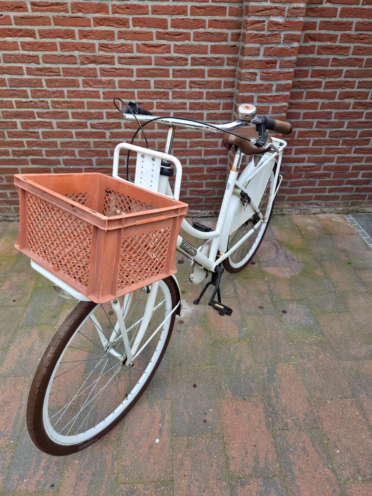 Popal Damesfiets wit met mand, 47 tot 50 cm, Ophalen, Gebruikt