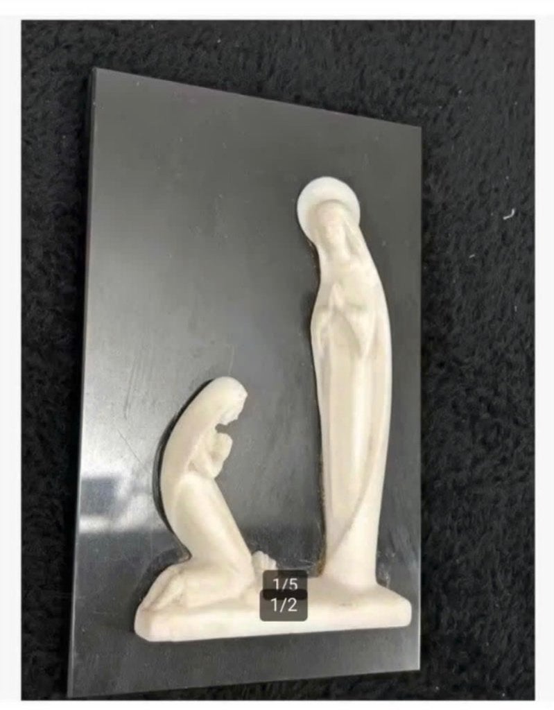 Marmeren ondergrond met beeld Maria Madonna Jezus, Ophalen of Verzenden