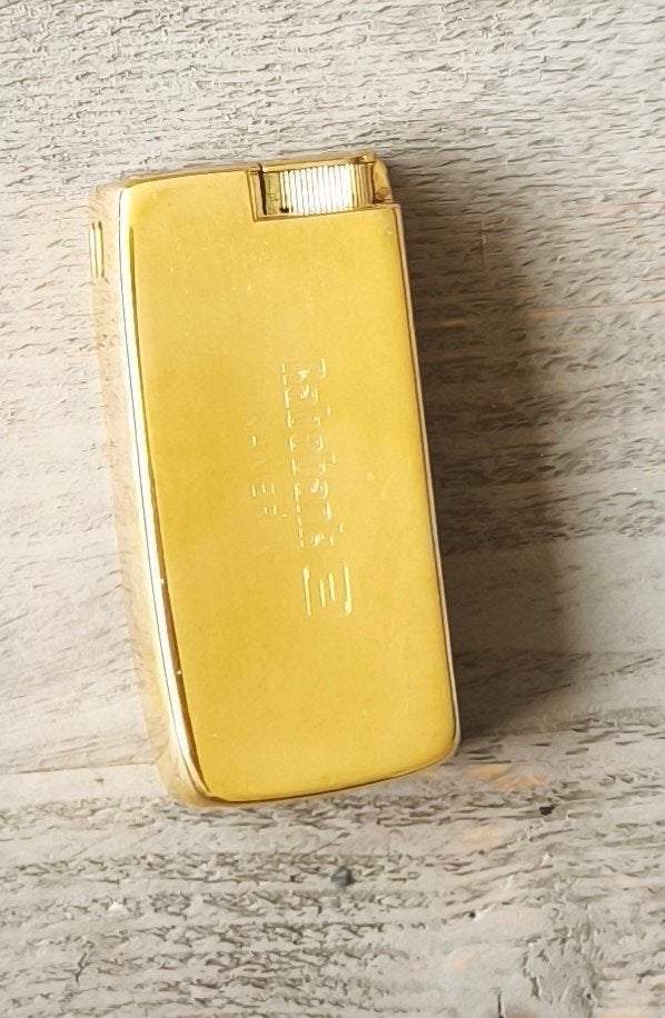 Vintage Ronson aansteker, goudkleurig, in originele doos, Ophalen of Verzenden, Zo goed als nieuw, Aansteker