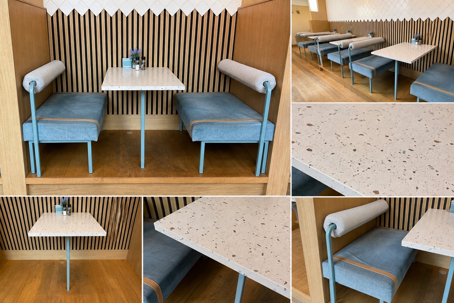 6 Horecatafels voor treinbanken / booth seating, Zakelijke goederen, Horeca | Meubilair en Inrichting, Ophalen, Gebruikt, Meubilair