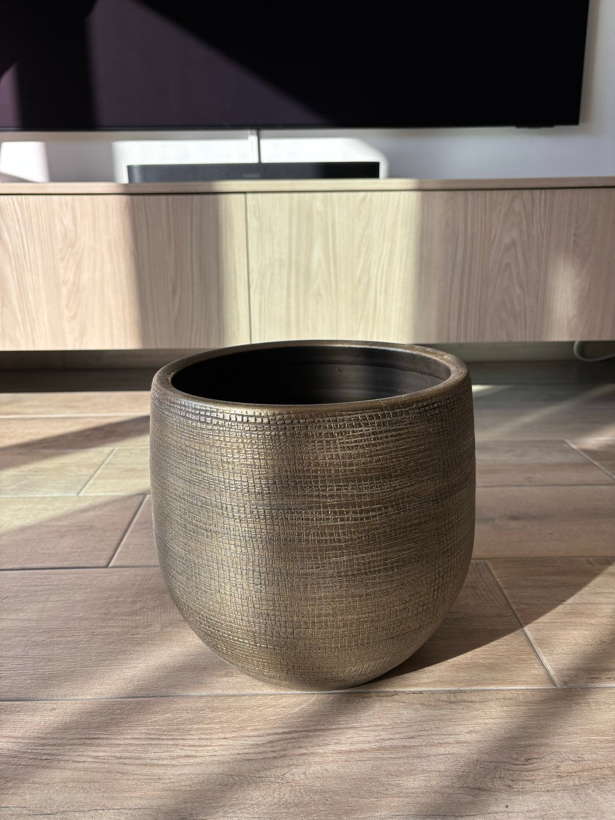 Grote gouden bloempot, 35 cm diameter, Gebruikt, Rond, Binnen, Ophalen