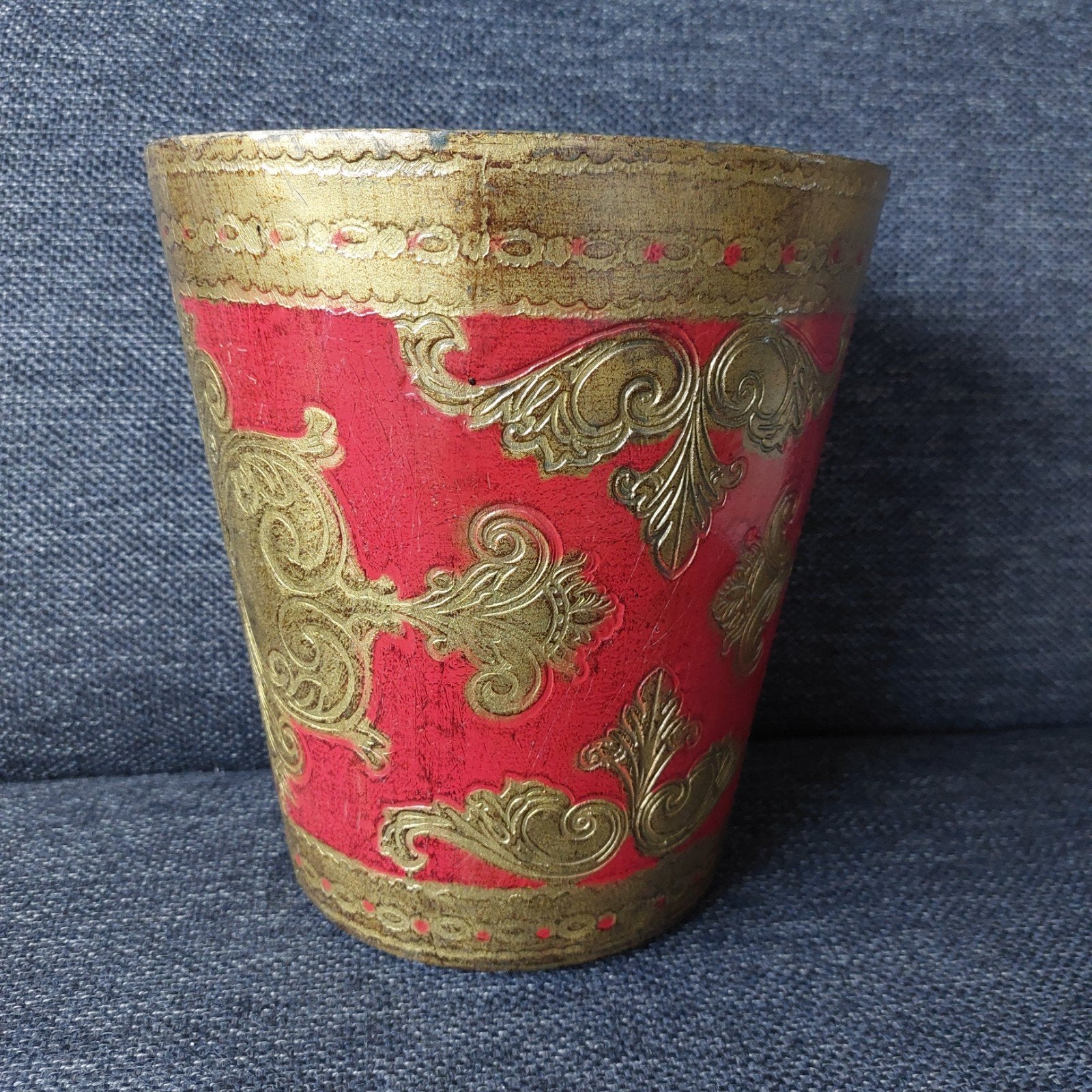 Italiaanse prullenbak rood goud, Huis en Inrichting, Woonaccessoires | Prullenbakken, Ophalen of Verzenden, Gebruikt