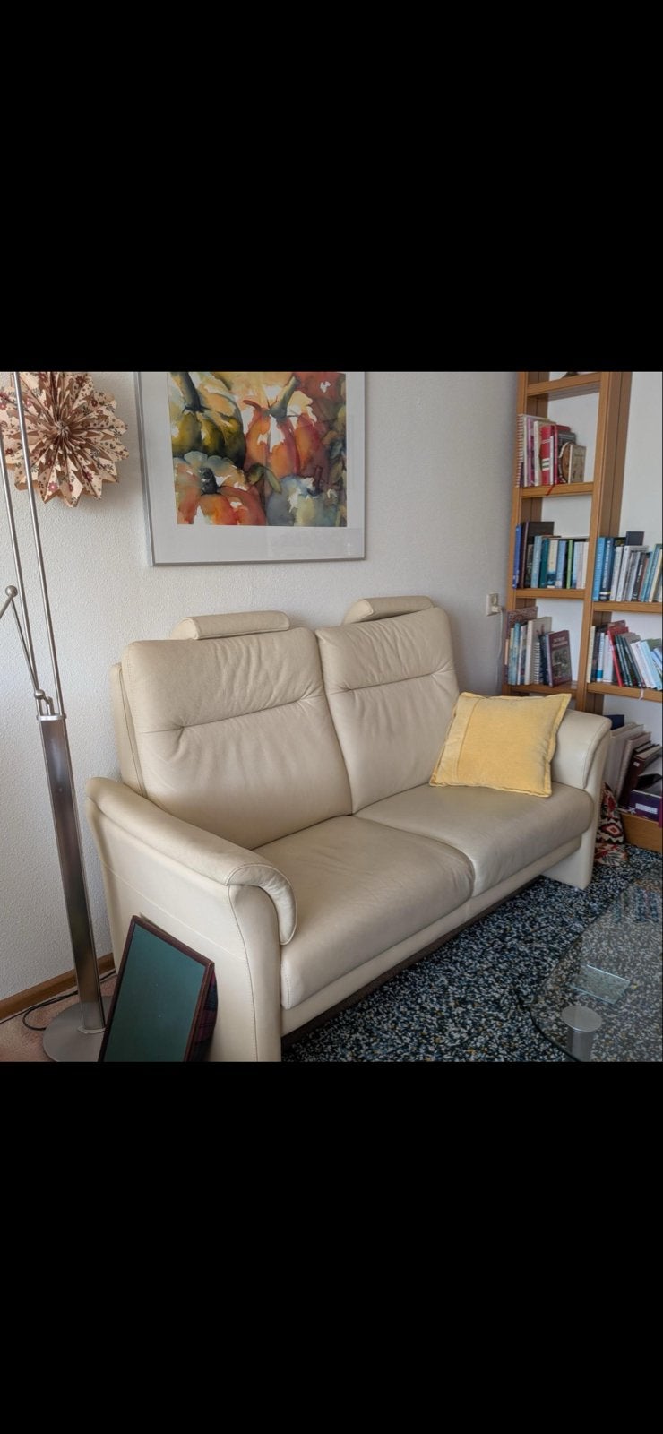 Prominent Comfortabele 2-zitsbank van leer., Ophalen, 150 tot 200 cm, Tweepersoons, Zo goed als nieuw
