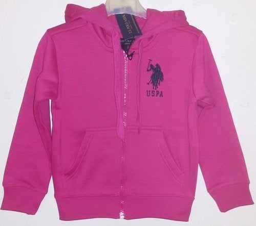 Maat 104/110 US Polo Assn hooded sweatvest fuchsia NIEUW a, Kinderen en Baby's, US Polo Assn., Meisje, Trui of Vest, Nieuw