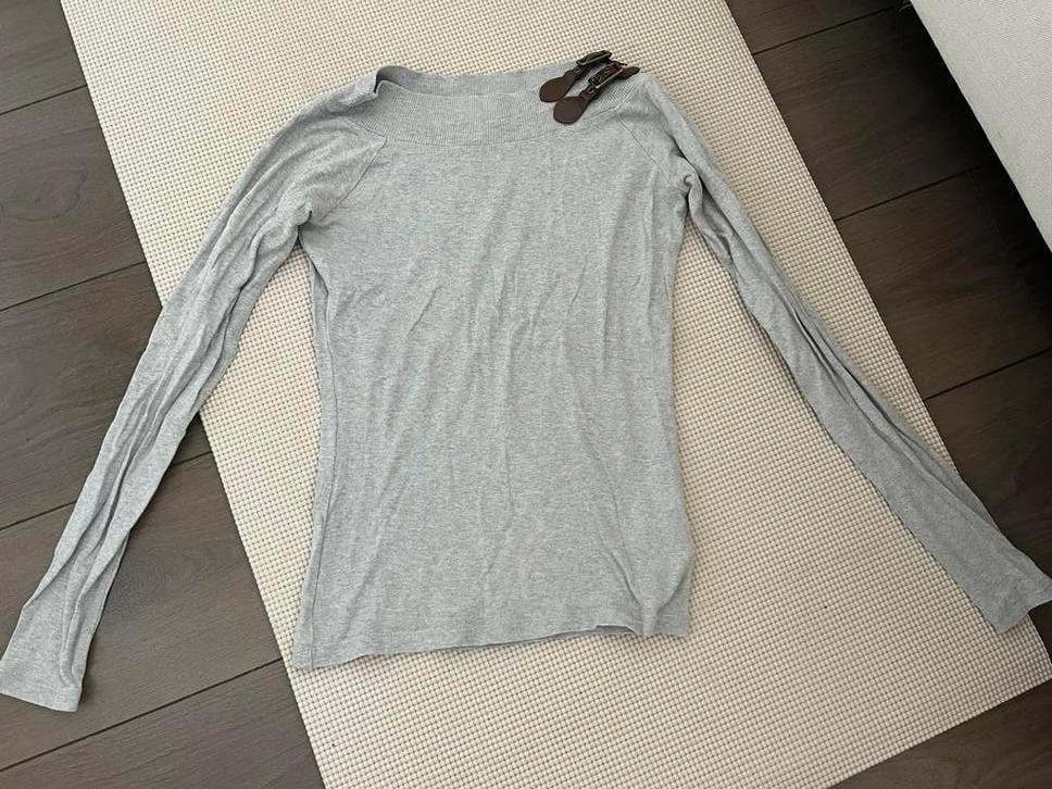 Ralph Lauren longsleeve grijs met gespjes - Maat XS, Ophalen of Verzenden, Lange mouw, Maat 34 (XS) of kleiner, Grijs