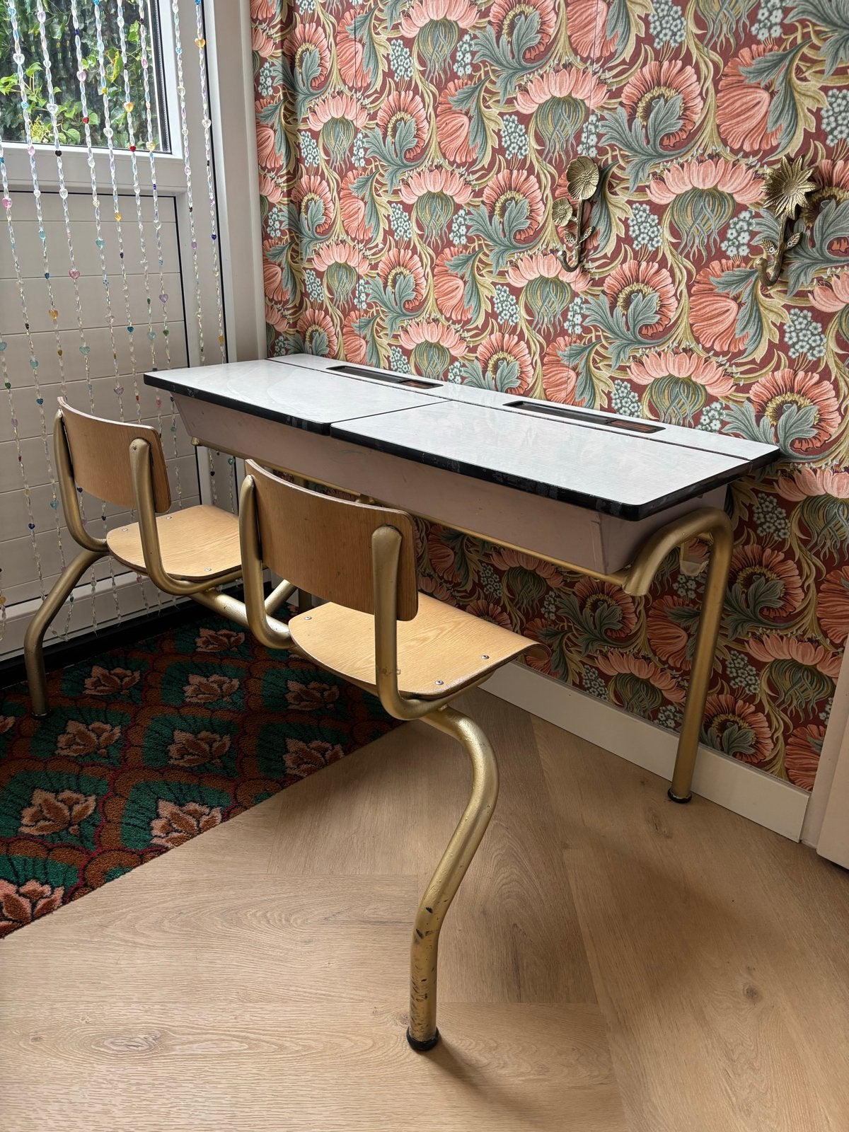 Vintage Schoolbank Kinderen - Tekentafel met Opbergruimte, Ophalen, Gebruikt