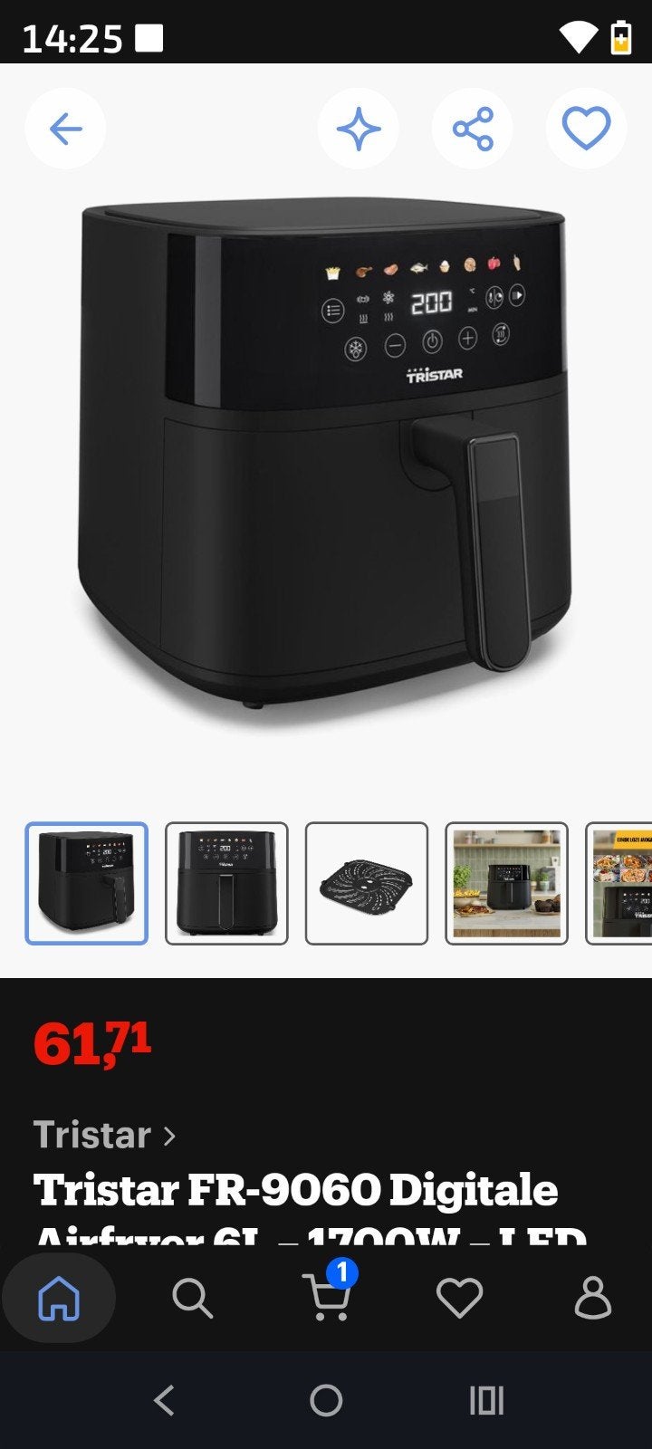 Foto 2 van Tristar FR-9060 Digitale Airfryer XL - 1700W