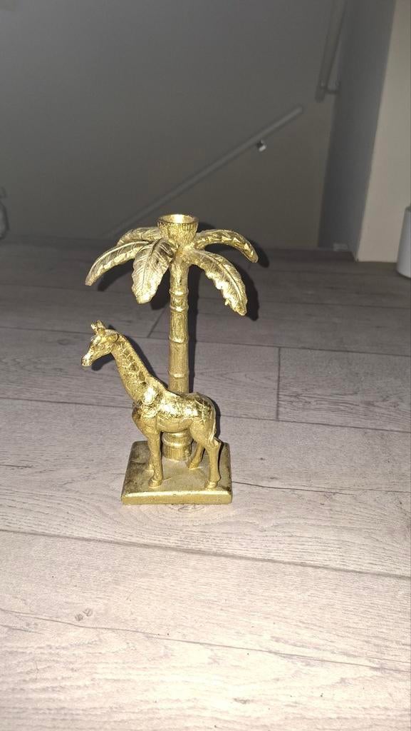 Gouden Giraffe Kaarsenstandaard - Uniek Design, Ophalen, Zo goed als nieuw, Metaal, Kandelaar