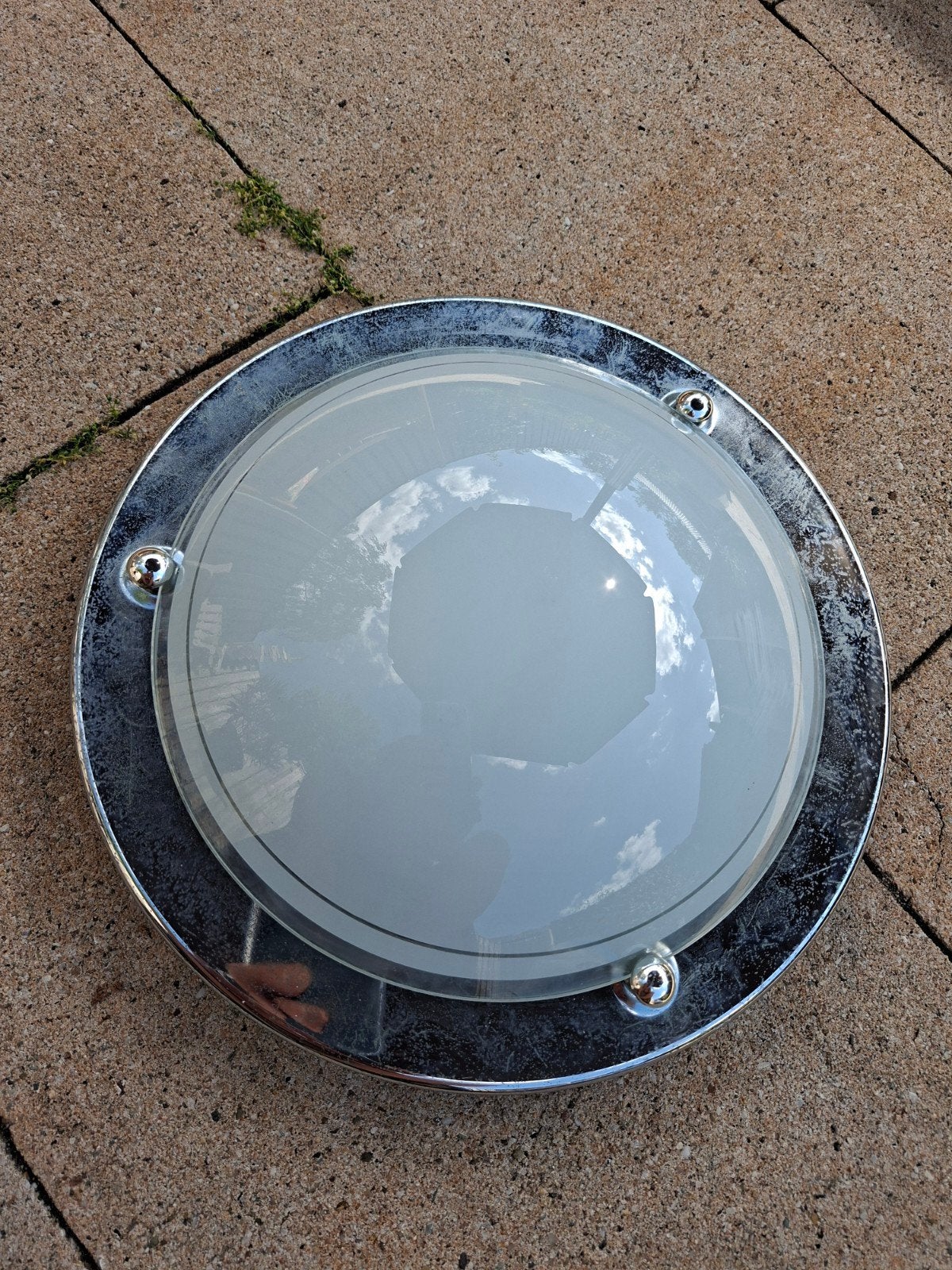 MASSIVE Plafonnière met glazen bol en LED lamp, Gebruikt, Inclusief lichtbron, Modern, Wit