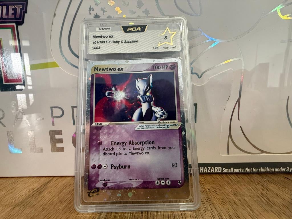 Pokemon TCG Mewtwo EX 101/109 RUBY SAPPHIRE GRADED 8 EXC/NM!, Ophalen of Verzenden, Nieuw, Losse kaart, Foil